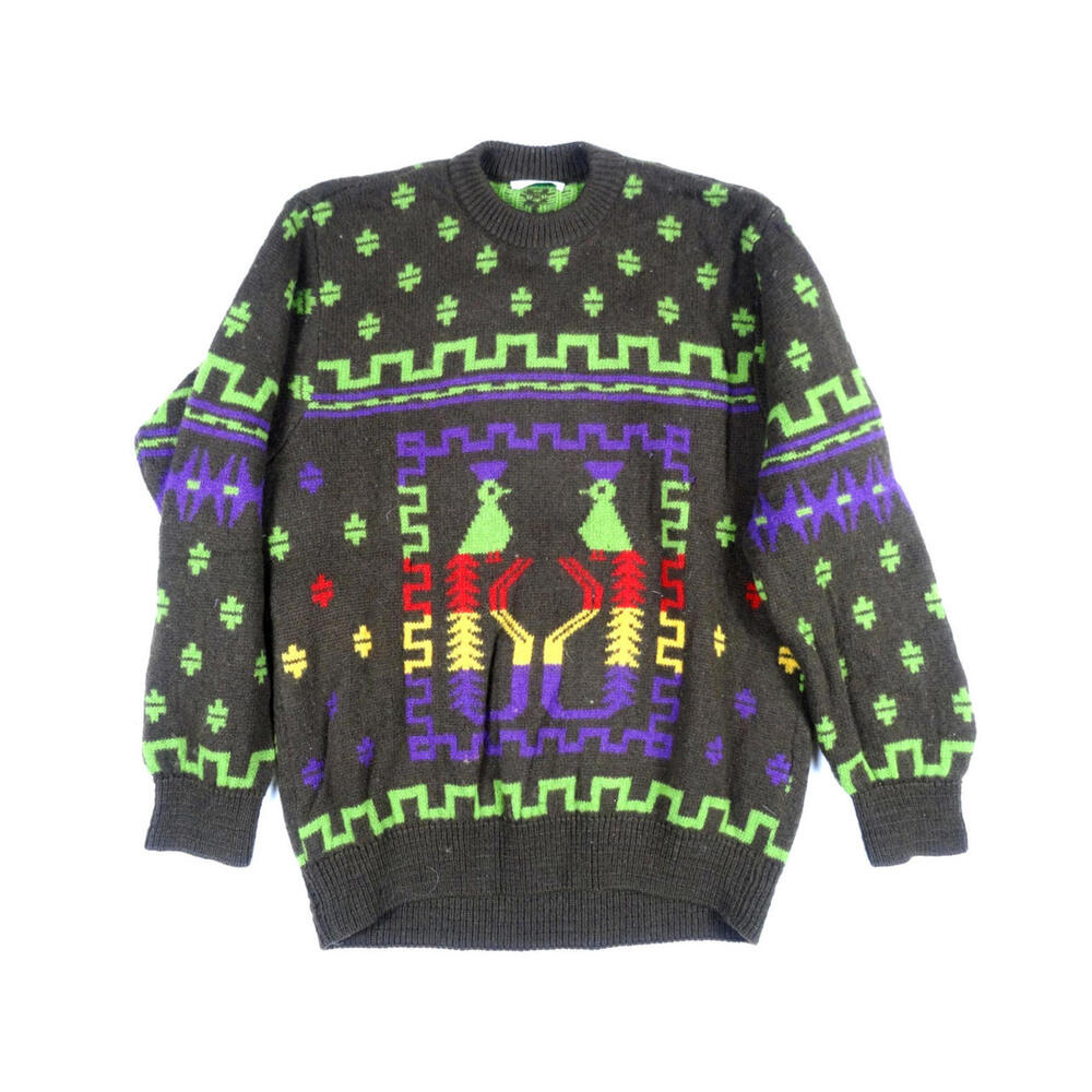 Vintage 80s United Colors of Benetton Shetland Wool Sweater Mens Medium Knit